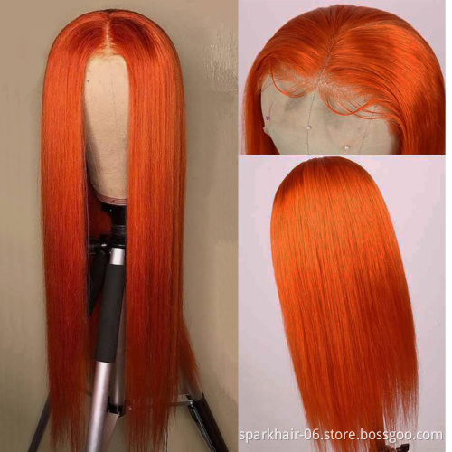 SPARK Colored Wigs Human Hair Lace Front,Custom Color Wig For Black Women, #350 Deep Wave Orange Ginger Human Hair Wig